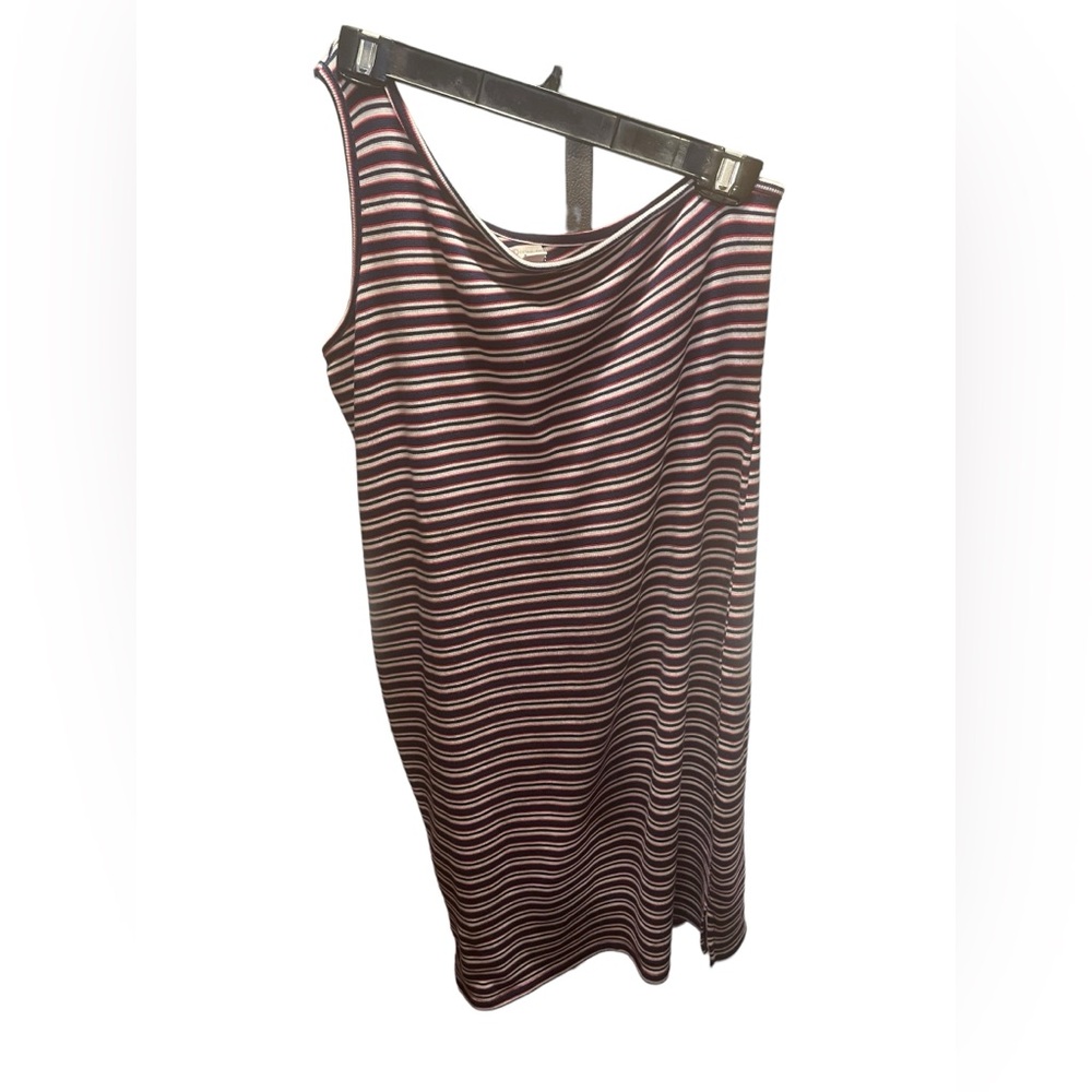 Cato‎ White Navy Blue Red Stripes One Shoulder Dress